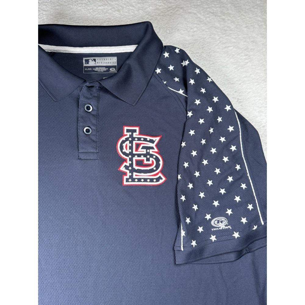 St Louis Cardinals Polo Shirt MLB True Fan Stars &‎ Stripes July 4th Men's XL